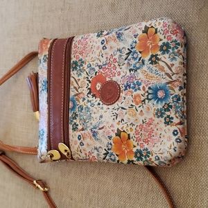 FIRENZE MODA floral-print leather crossbody bag